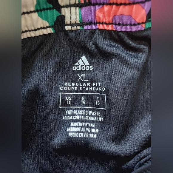 NWT Adidas Girls Athletic Lightweight Shorts Bright Neon Abstract Floral Print - Picture 2 of 6